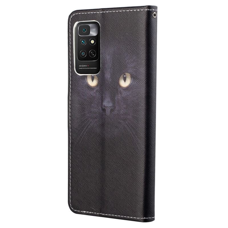 Capa Folio Para Xiaomi Redmi Note 11 / 11S De Cordão Olhos De Gato Preto Com Tiras