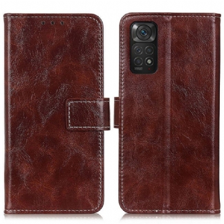 Capa Folio Para Xiaomi Redmi Note 11 / 11S Costuras Brilhantes E Expostas