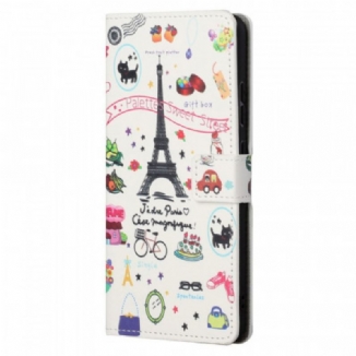 Capa Folio Para Xiaomi Redmi Note 11 / 11S Eu Amo Paris