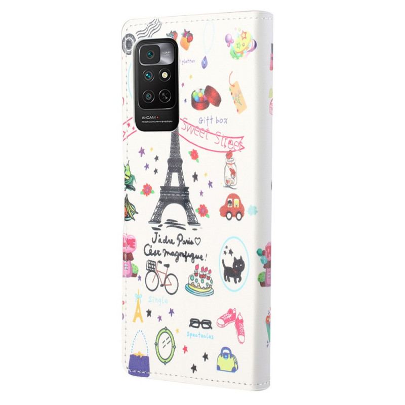 Capa Folio Para Xiaomi Redmi Note 11 / 11S Eu Amo Paris