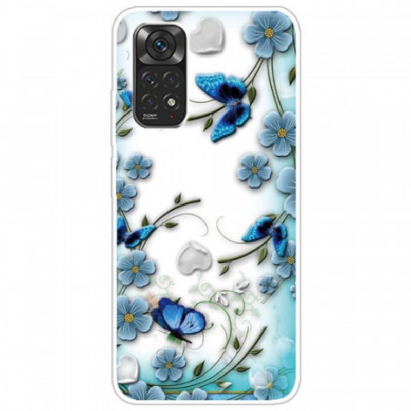 Capa Para Xiaomi Redmi Note 11 / 11S Borboletas E Flores Retrô Sem Costura