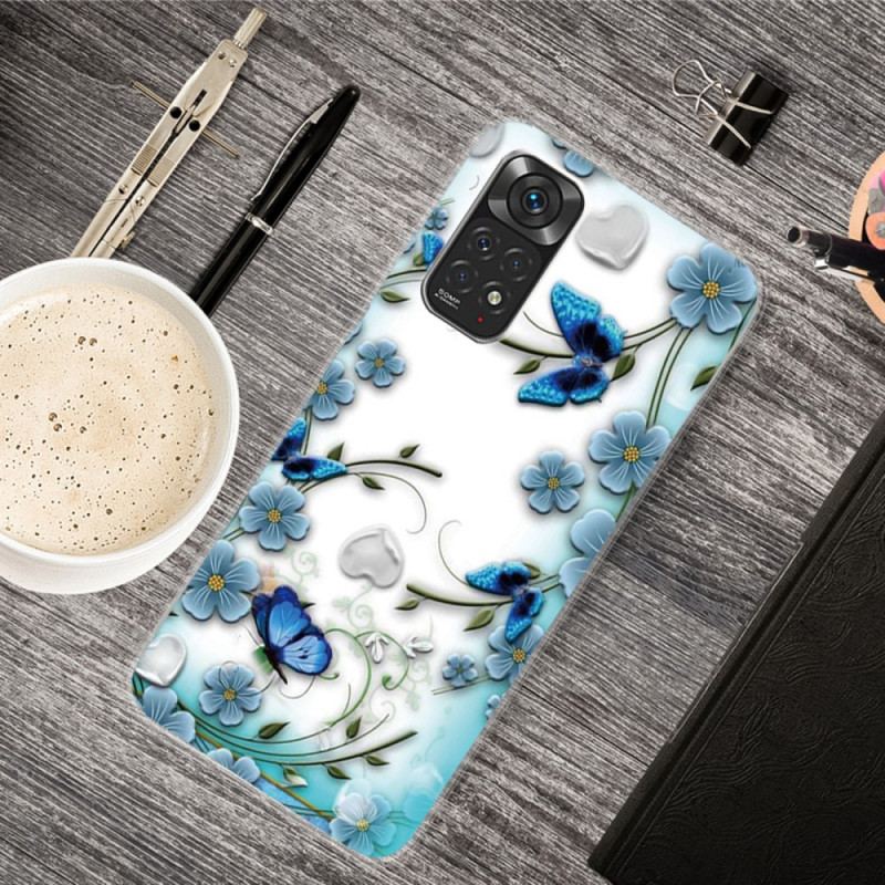 Capa Para Xiaomi Redmi Note 11 / 11S Borboletas E Flores Retrô Sem Costura