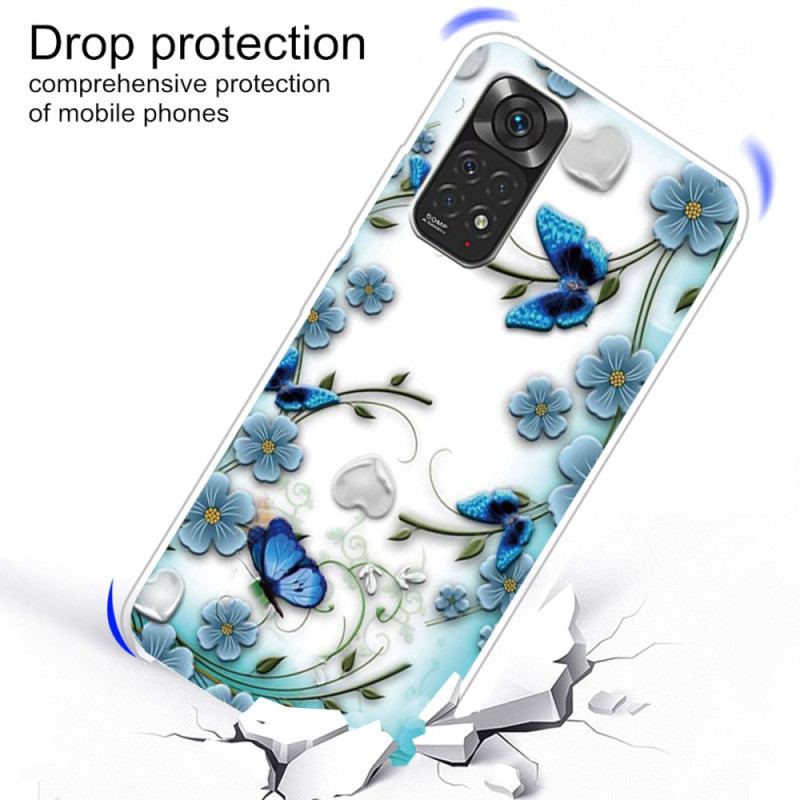 Capa Para Xiaomi Redmi Note 11 / 11S Borboletas E Flores Retrô Sem Costura