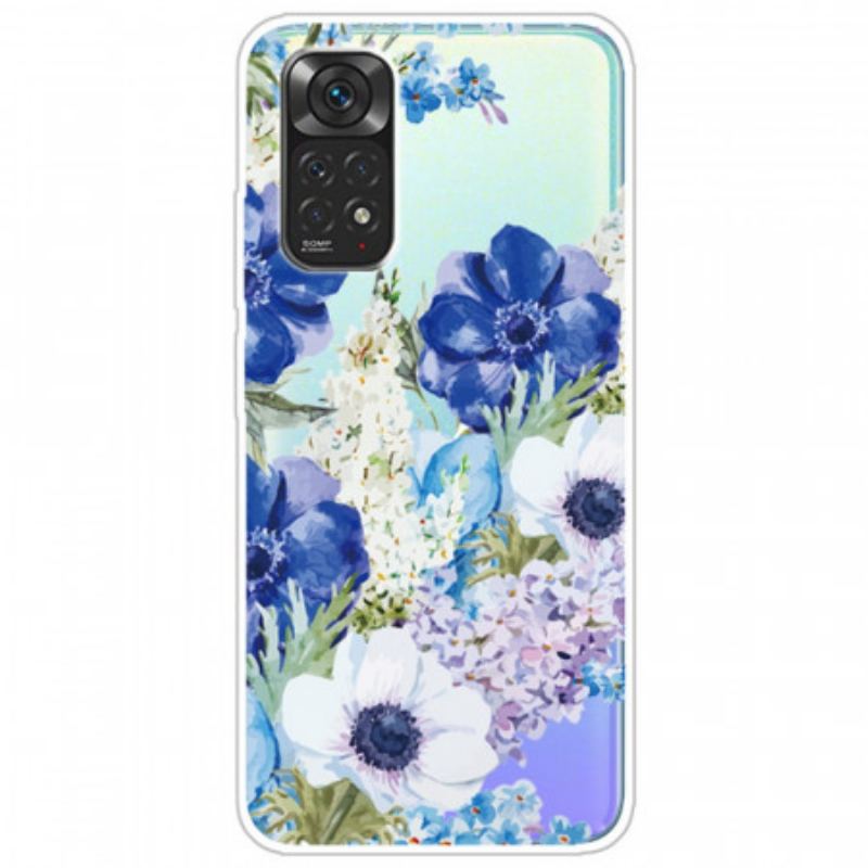 Capa Para Xiaomi Redmi Note 11 / 11S Flores Azuis Em Aquarela Sem Costura