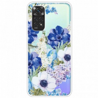 Capa Para Xiaomi Redmi Note 11 / 11S Flores Azuis Em Aquarela Sem Costura