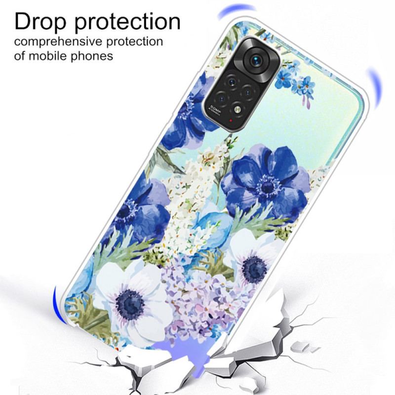 Capa Para Xiaomi Redmi Note 11 / 11S Flores Azuis Em Aquarela Sem Costura