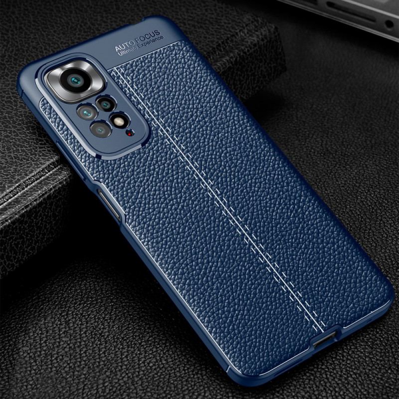 Capa Para Xiaomi Redmi Note 11 / 11S Linha Dupla Efeito Couro Litchi