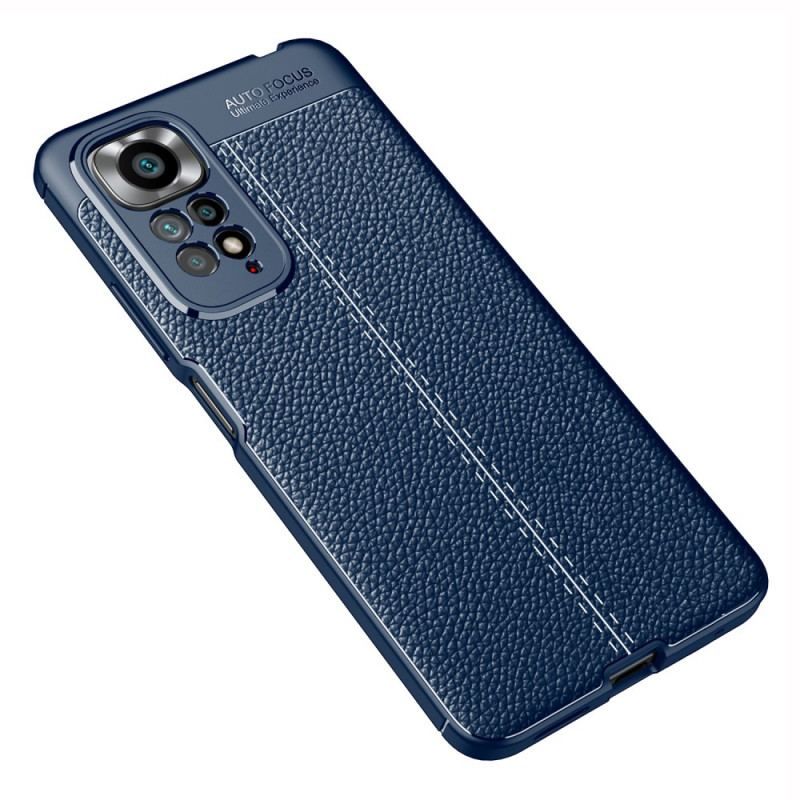 Capa Para Xiaomi Redmi Note 11 / 11S Linha Dupla Efeito Couro Litchi