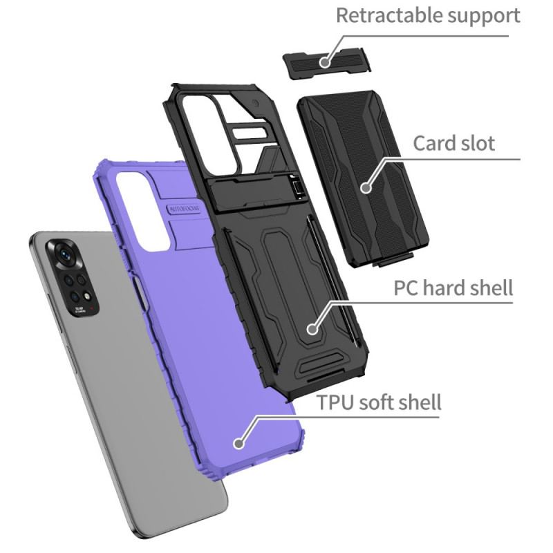 Capa Para Xiaomi Redmi Note 11 / 11S Porta-cartões Com Zíper E Suporte