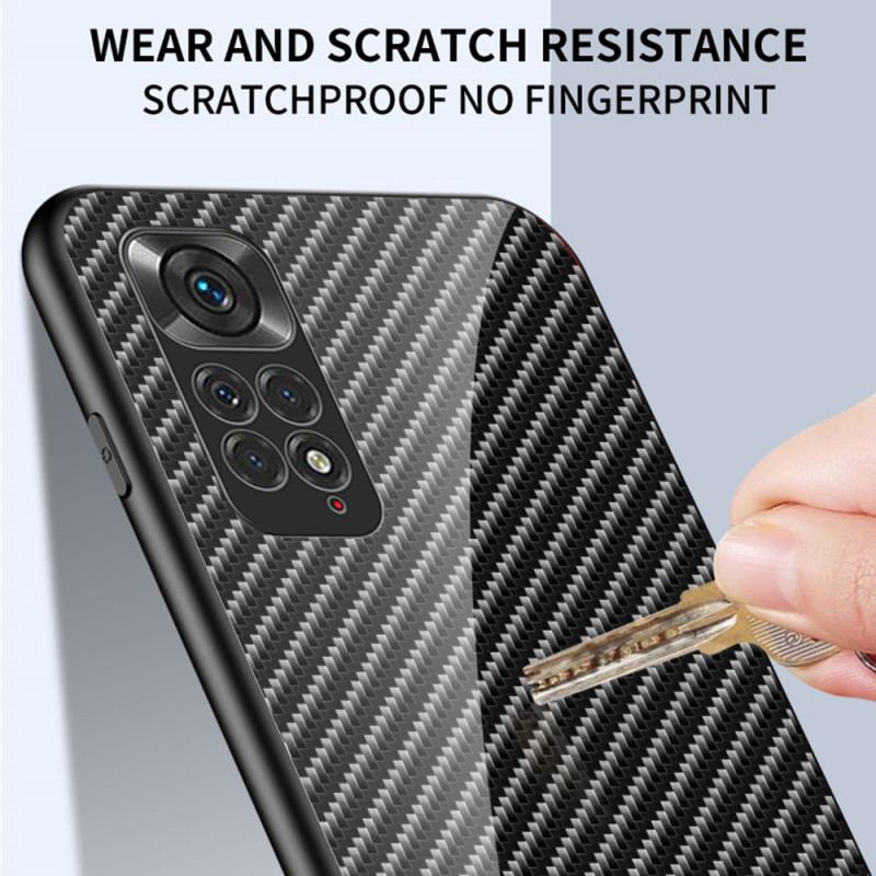 Capa Para Xiaomi Redmi Note 11 / 11S Vidro Temperado De Fibra De Carbono