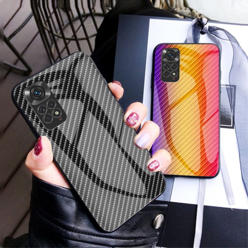 Capa Para Xiaomi Redmi Note 11 / 11S Vidro Temperado De Fibra De Carbono