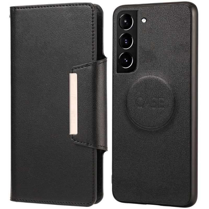 Capa De Celular Capa Em Pele Para Samsung Galaxy S22 Plus 5G Fecho De Prata Destacável