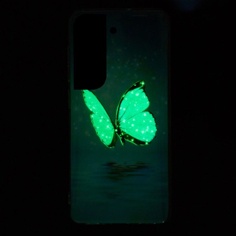 Capa De Celular Para Samsung Galaxy S22 Plus 5G Borboletas Azuis Fluorescentes