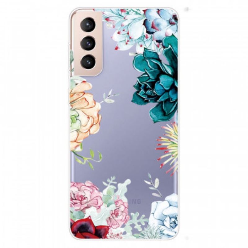 Capa De Celular Para Samsung Galaxy S22 Plus 5G Flores Em Aquarela Sem Costura