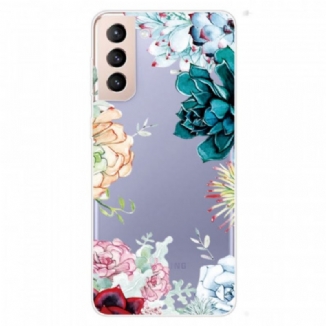 Capa De Celular Para Samsung Galaxy S22 Plus 5G Flores Em Aquarela Sem Costura