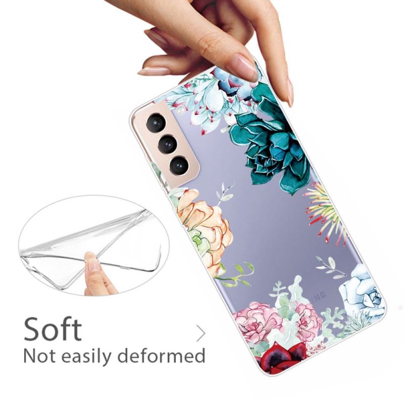 Capa De Celular Para Samsung Galaxy S22 Plus 5G Flores Em Aquarela Sem Costura