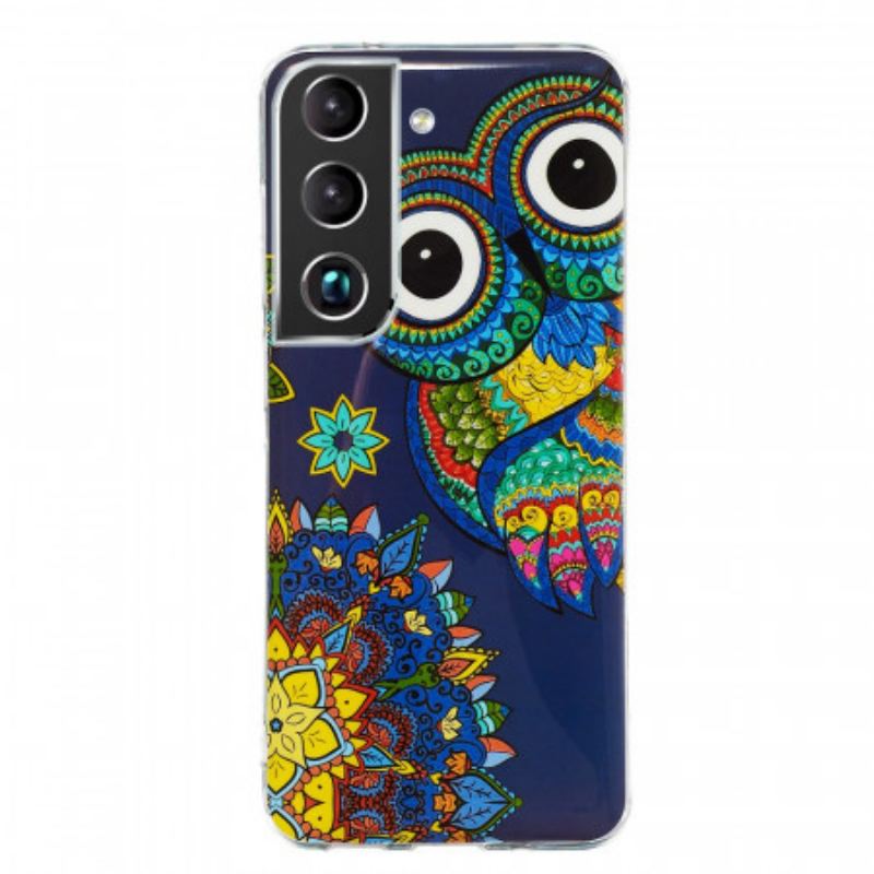 Capa De Celular Para Samsung Galaxy S22 Plus 5G Mandala Coruja Fluorescente