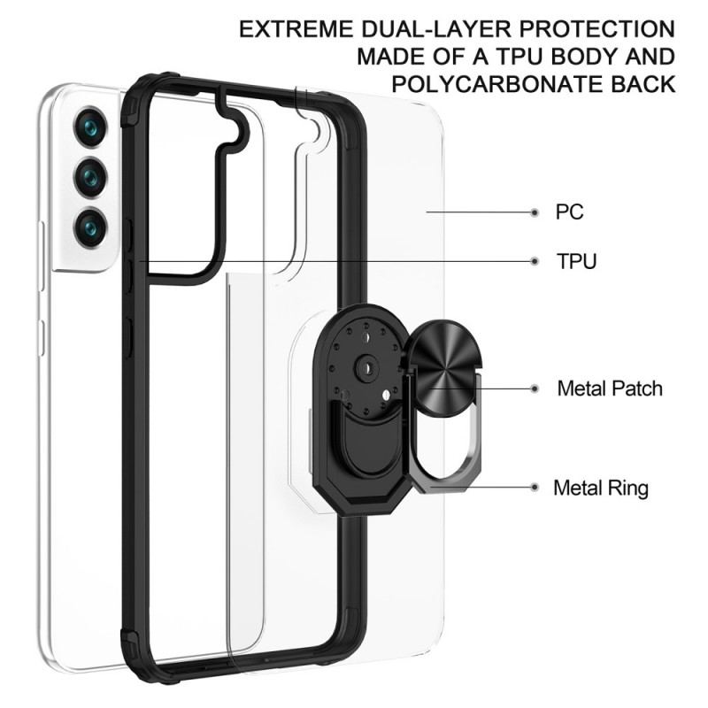 Capa De Celular Para Samsung Galaxy S22 Plus 5G Transparente Com Suporte De Anel