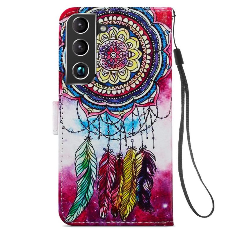 Capa De Couro Para Samsung Galaxy S22 Plus 5G Apanhador De Sonhos Artístico