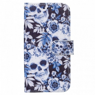 Capa De Couro Para Samsung Galaxy S22 Plus 5G Caveiras Retrô