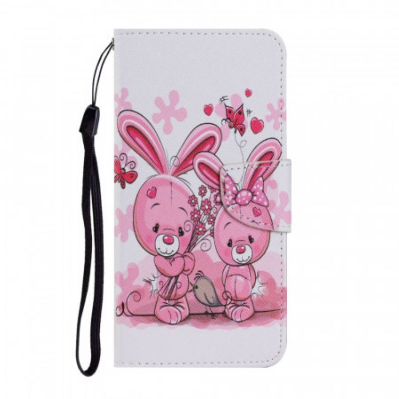 Capa De Couro Para Samsung Galaxy S22 Plus 5G Coelhos