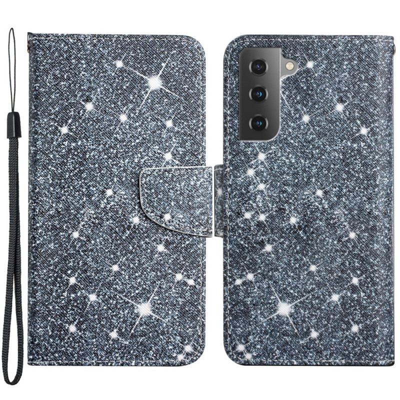 Capa De Couro Para Samsung Galaxy S22 Plus 5G De Cordão Lantejoulas Strappy