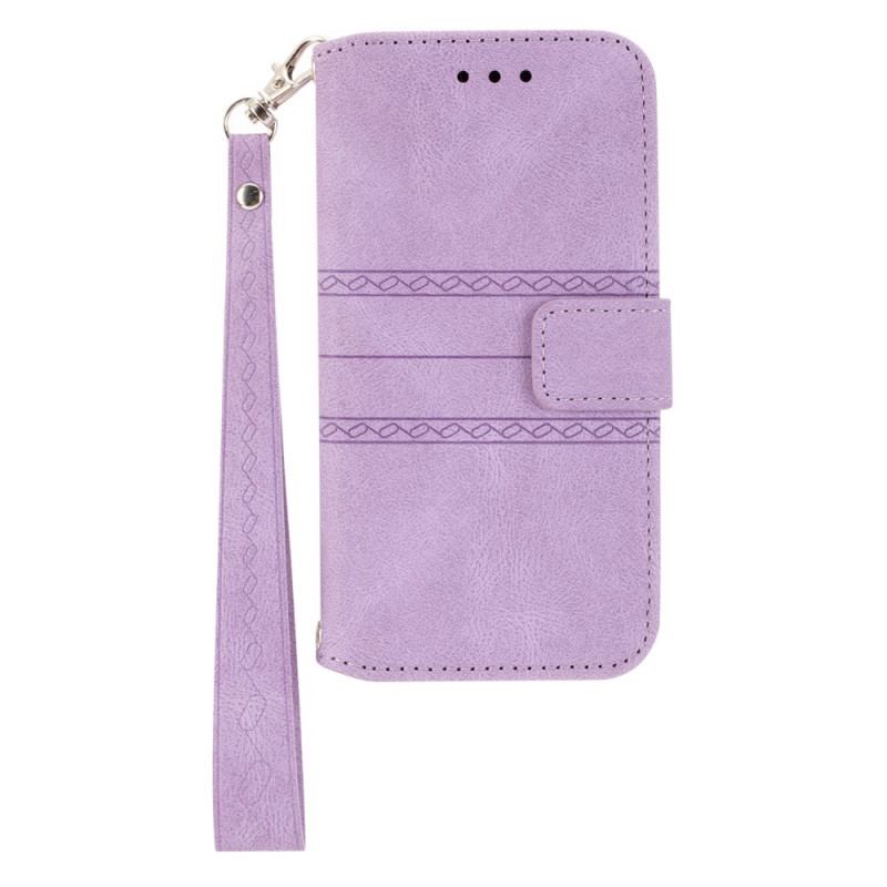 Capa De Couro Para Samsung Galaxy S22 Plus 5G Costuras De Renda