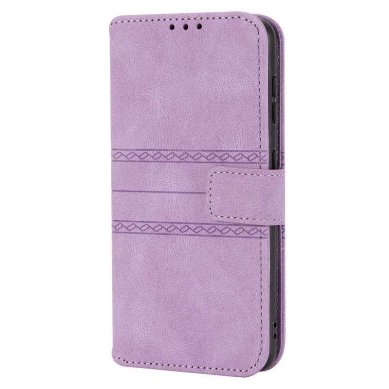 Capa De Couro Para Samsung Galaxy S22 Plus 5G Costuras De Renda