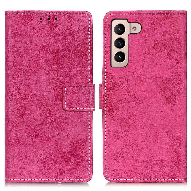 Capa De Couro Para Samsung Galaxy S22 Plus 5G Efeito Couro Vintage