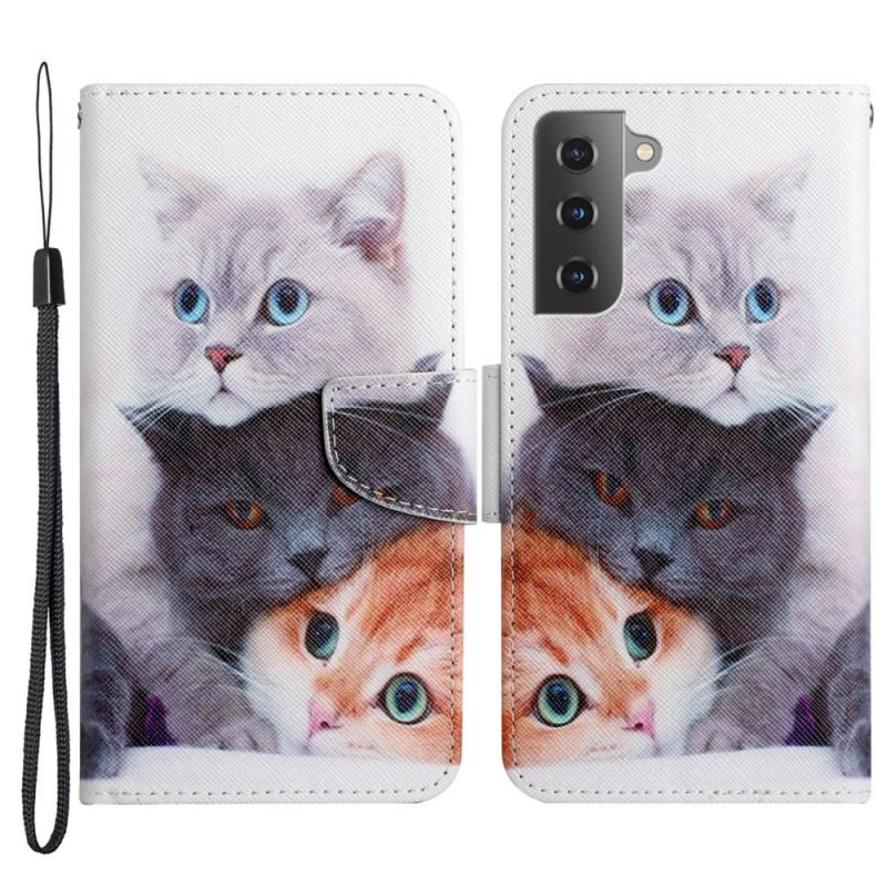 Capa De Couro Para Samsung Galaxy S22 Plus 5G Meus Gatinhos