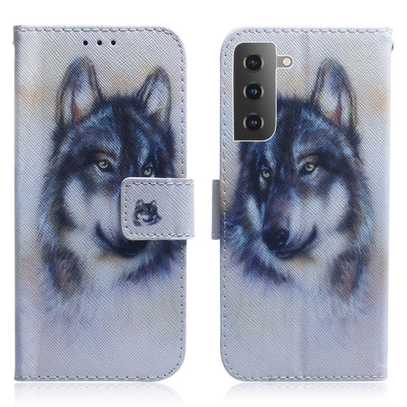 Capa De Couro Para Samsung Galaxy S22 Plus 5G Olhar Canino