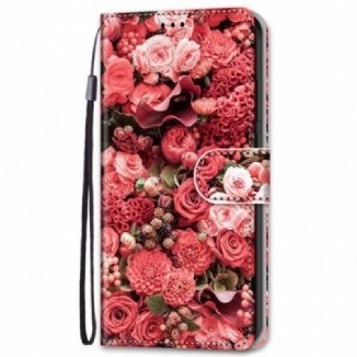 Capa De Couro Para Samsung Galaxy S22 Plus 5G Romance Floral