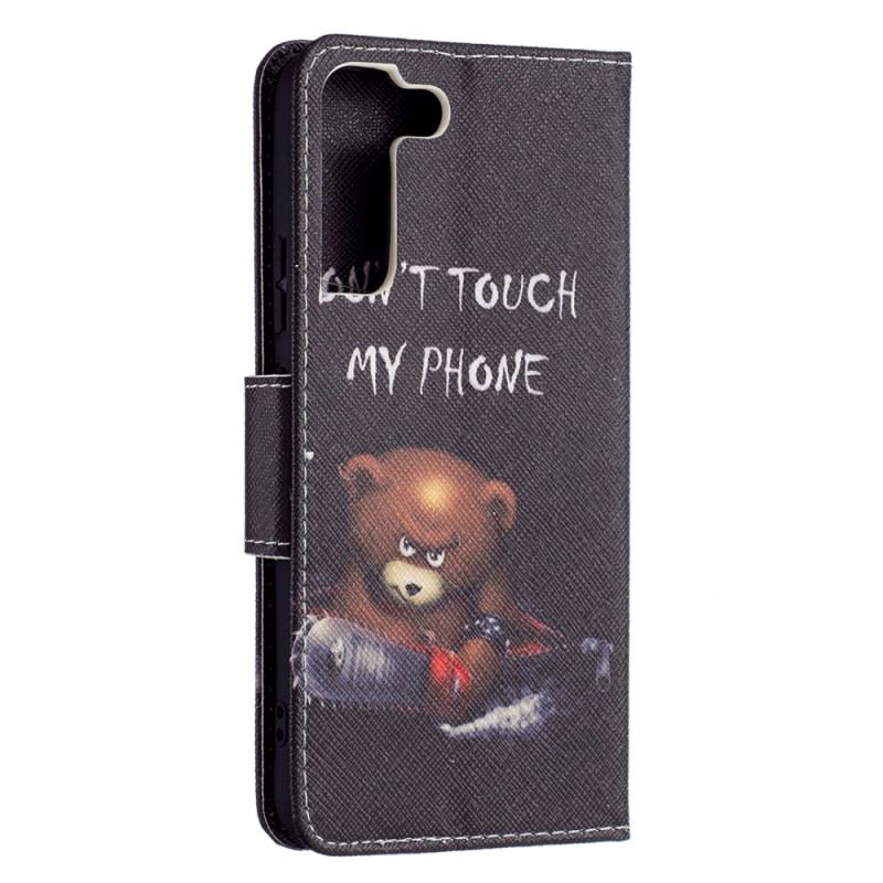 Capa De Couro Para Samsung Galaxy S22 Plus 5G Urso Perigoso