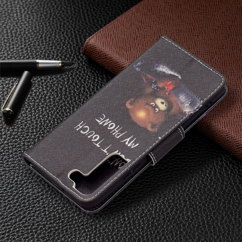 Capa De Couro Para Samsung Galaxy S22 Plus 5G Urso Perigoso