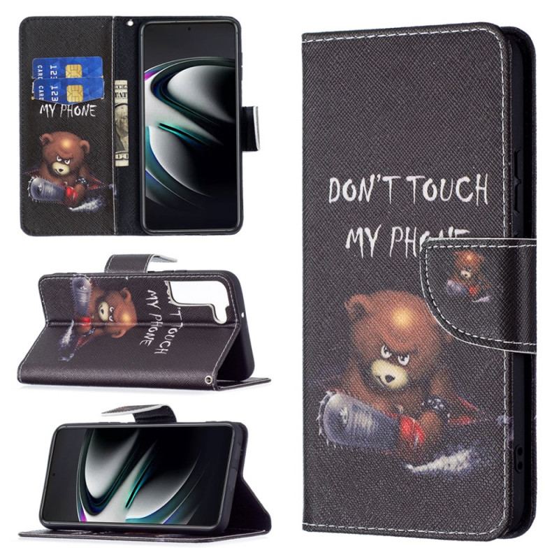 Capa De Couro Para Samsung Galaxy S22 Plus 5G Urso Perigoso