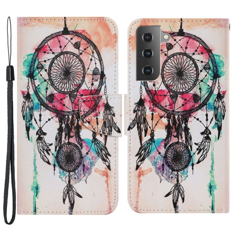 Capa Flip Para Samsung Galaxy S22 Plus 5G Aquarela Apanhador De Sonhos