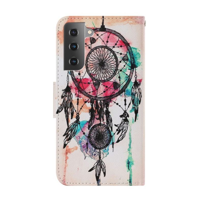 Capa Flip Para Samsung Galaxy S22 Plus 5G Aquarela Apanhador De Sonhos