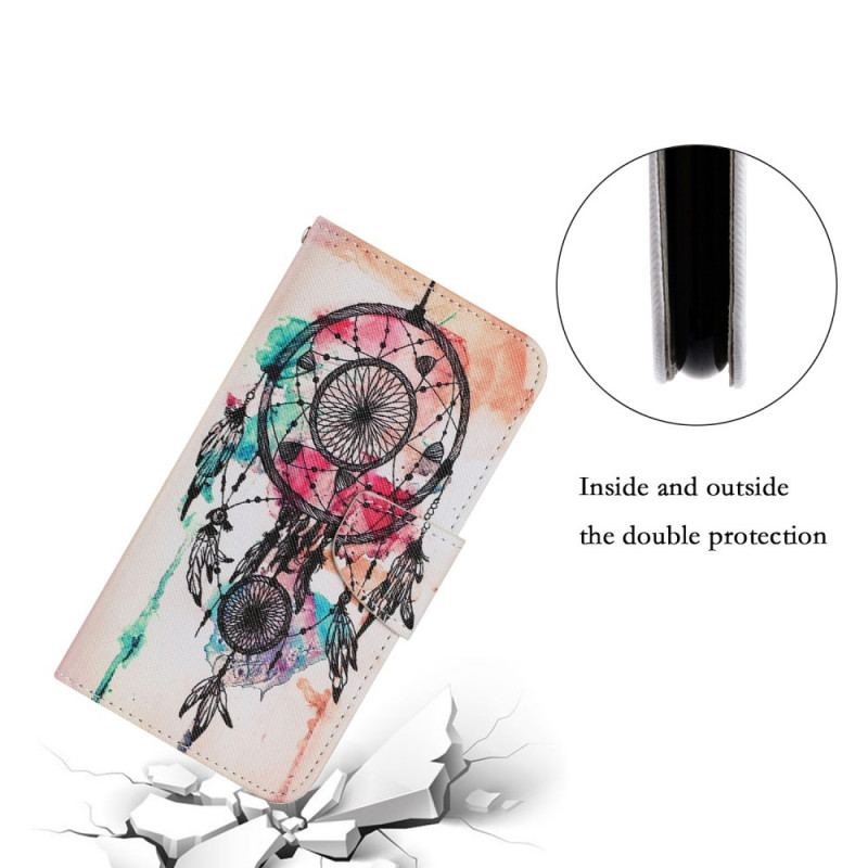 Capa Flip Para Samsung Galaxy S22 Plus 5G Aquarela Apanhador De Sonhos