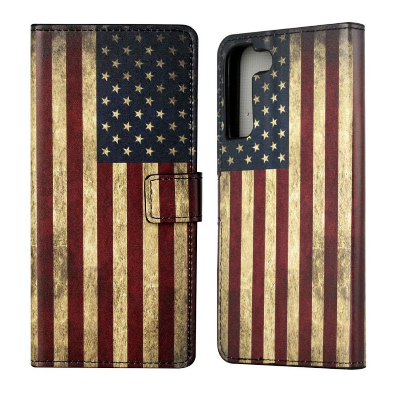 Capa Flip Para Samsung Galaxy S22 Plus 5G Bandeira Americana