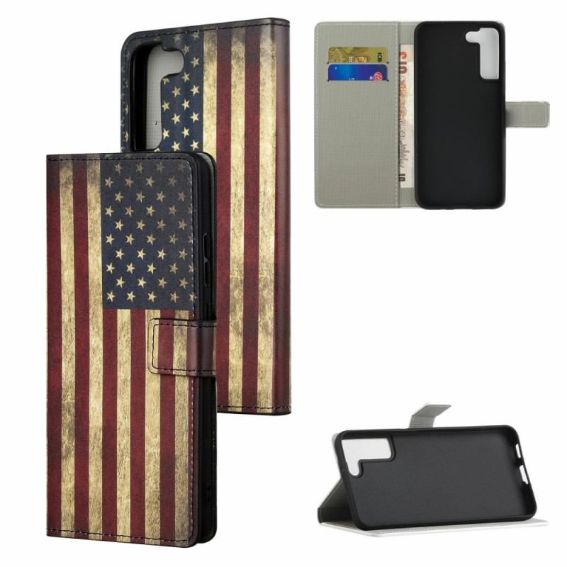 Capa Flip Para Samsung Galaxy S22 Plus 5G Bandeira Americana