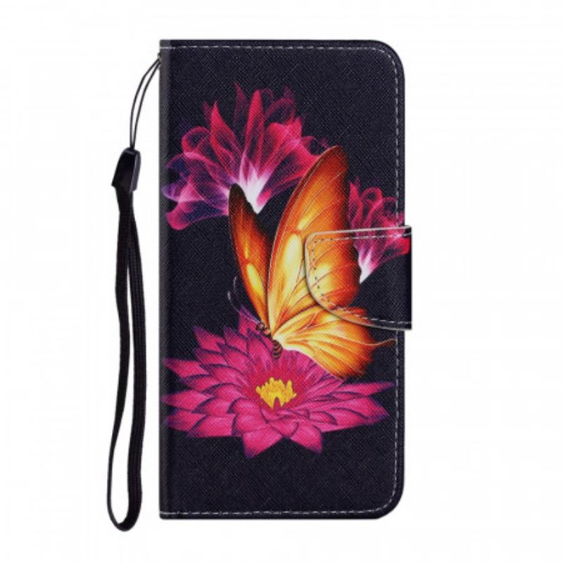 Capa Flip Para Samsung Galaxy S22 Plus 5G Borboleta E Lótus