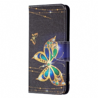 Capa Flip Para Samsung Galaxy S22 Plus 5G Borboletas Douradas