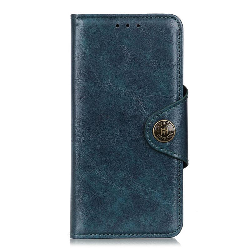 Capa Flip Para Samsung Galaxy S22 Plus 5G Botão Envernizado Imitação De Couro Khazneh