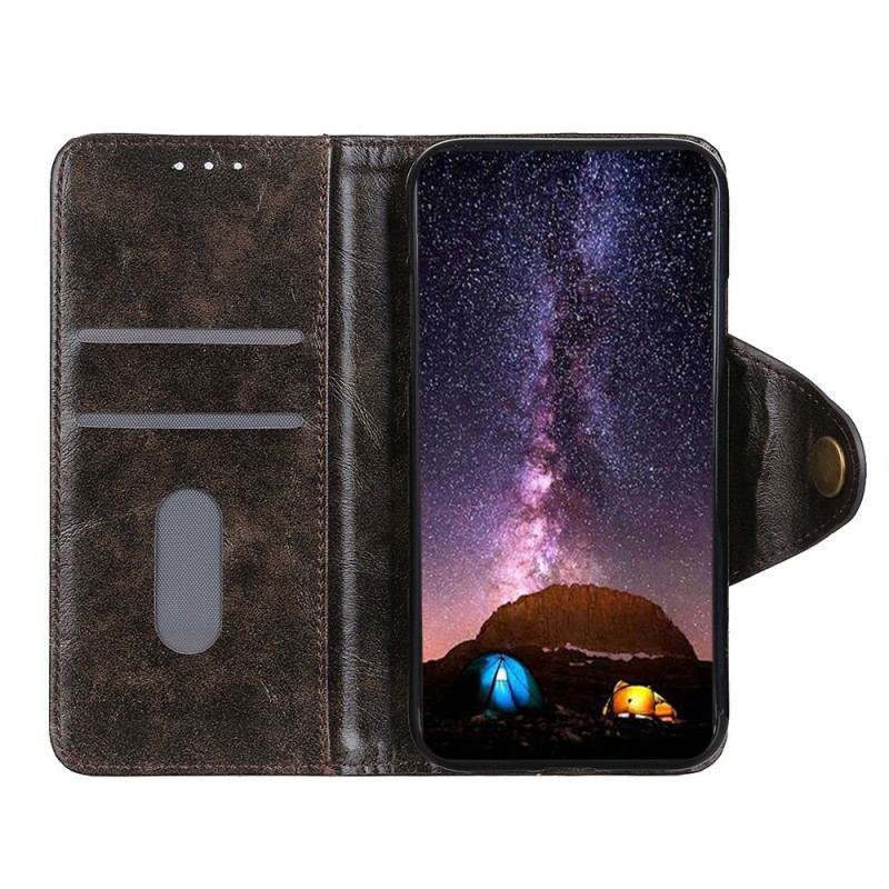 Capa Flip Para Samsung Galaxy S22 Plus 5G Botão Envernizado Imitação De Couro Khazneh