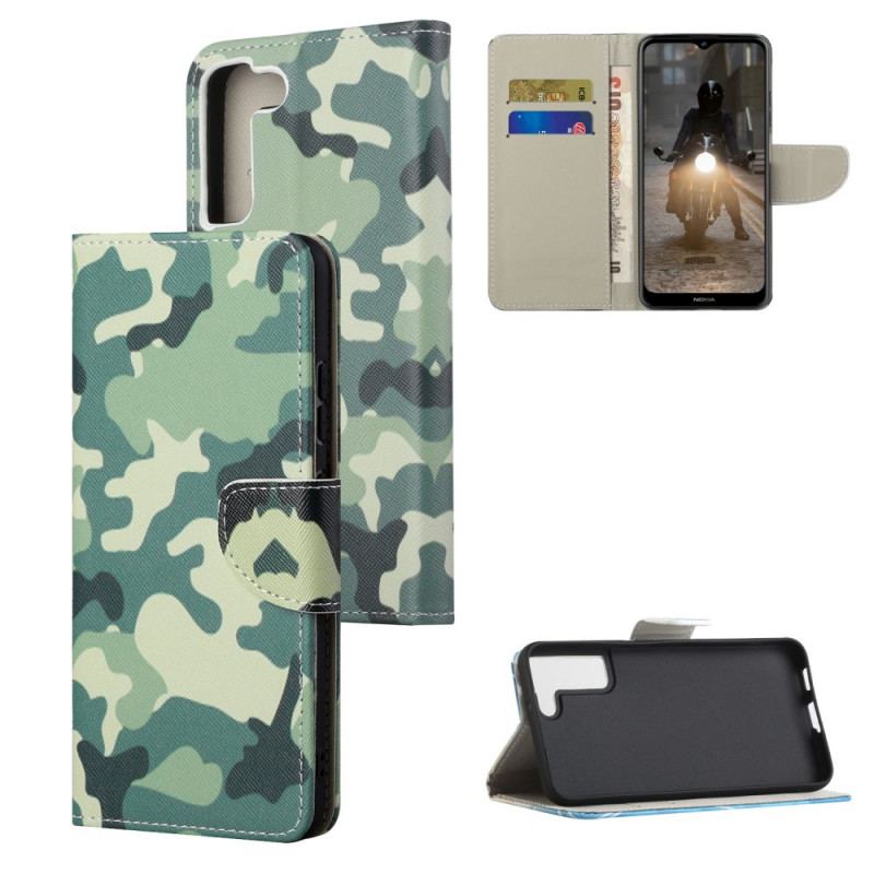 Capa Flip Para Samsung Galaxy S22 Plus 5G Camuflagem Militar