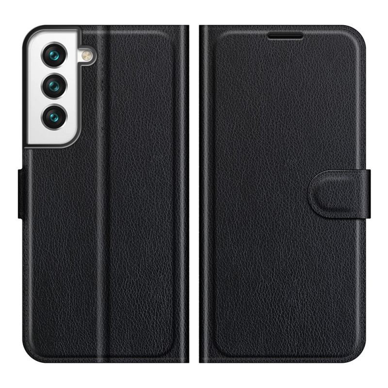 Capa Flip Para Samsung Galaxy S22 Plus 5G Clássico Efeito Couro Lichia