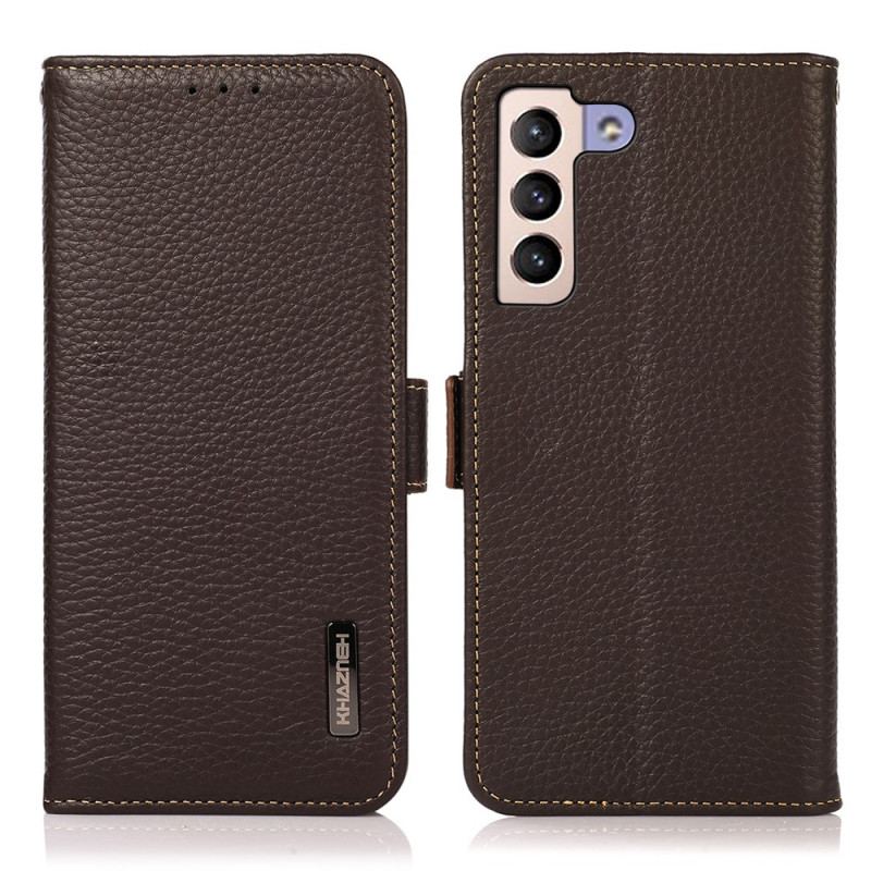 Capa Flip Para Samsung Galaxy S22 Plus 5G Couro De Lichia Khazneh Rfid