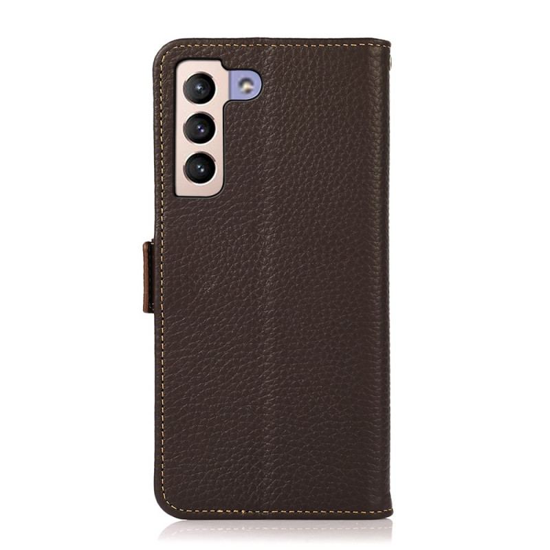 Capa Flip Para Samsung Galaxy S22 Plus 5G Couro De Lichia Khazneh Rfid