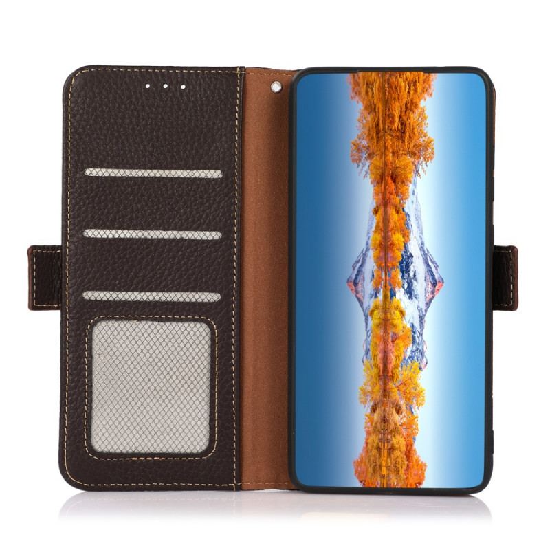 Capa Flip Para Samsung Galaxy S22 Plus 5G Couro De Lichia Khazneh Rfid