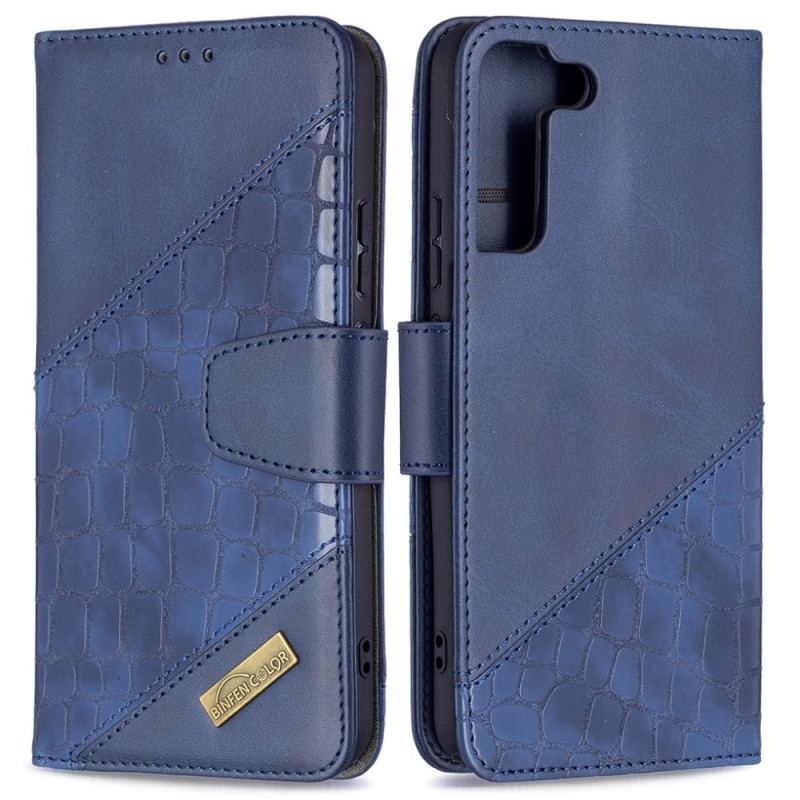 Capa Flip Para Samsung Galaxy S22 Plus 5G Efeito Clássico De Pele De Crocodilo